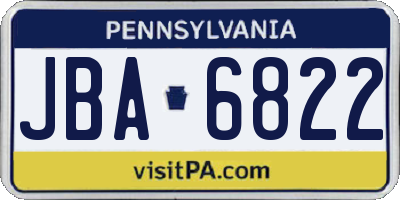 PA license plate JBA6822