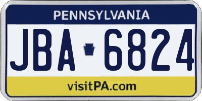 PA license plate JBA6824