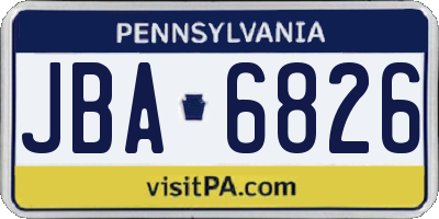 PA license plate JBA6826