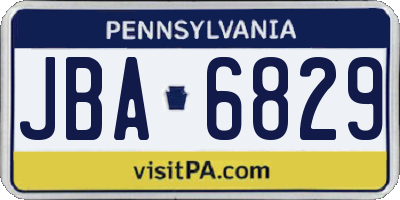 PA license plate JBA6829