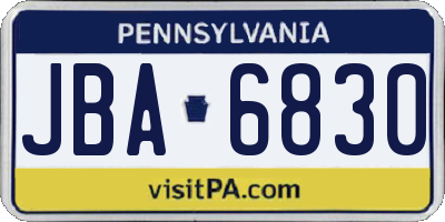 PA license plate JBA6830