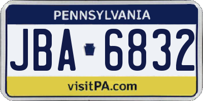 PA license plate JBA6832