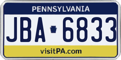 PA license plate JBA6833