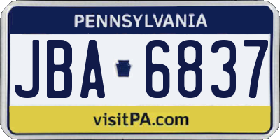 PA license plate JBA6837