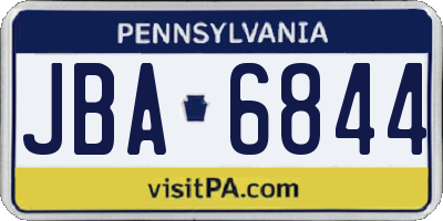 PA license plate JBA6844