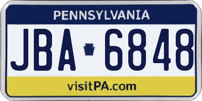 PA license plate JBA6848