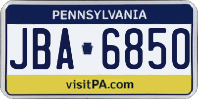 PA license plate JBA6850