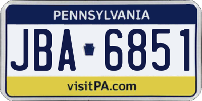 PA license plate JBA6851