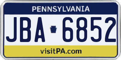 PA license plate JBA6852