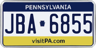PA license plate JBA6855
