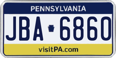 PA license plate JBA6860