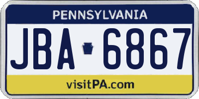 PA license plate JBA6867