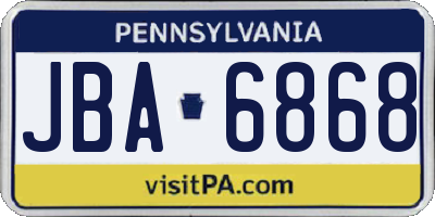PA license plate JBA6868