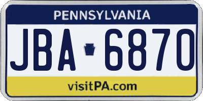 PA license plate JBA6870