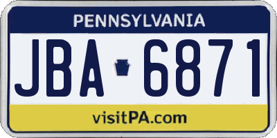 PA license plate JBA6871