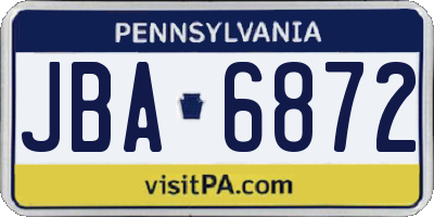 PA license plate JBA6872