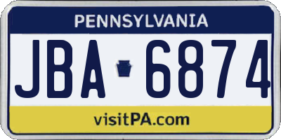 PA license plate JBA6874