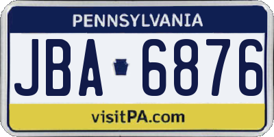 PA license plate JBA6876