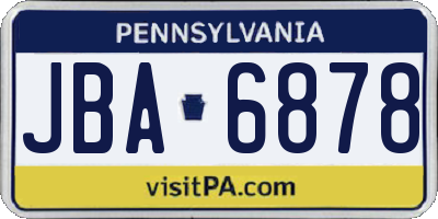 PA license plate JBA6878