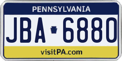 PA license plate JBA6880