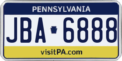 PA license plate JBA6888