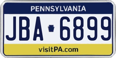 PA license plate JBA6899