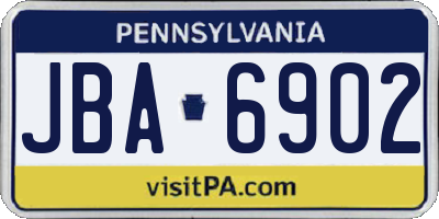 PA license plate JBA6902