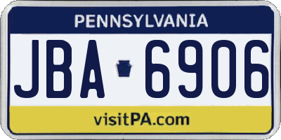 PA license plate JBA6906