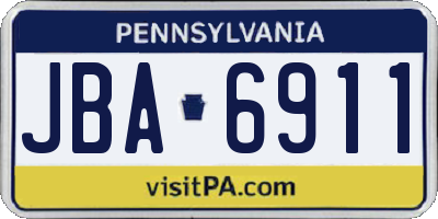 PA license plate JBA6911