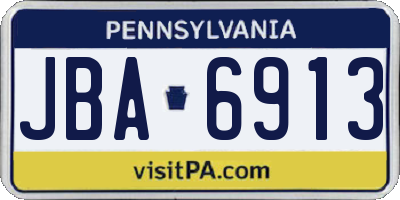 PA license plate JBA6913