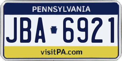 PA license plate JBA6921