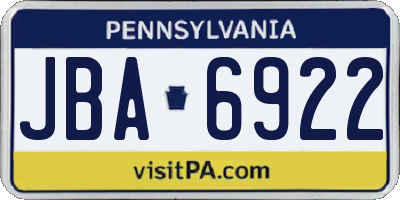 PA license plate JBA6922