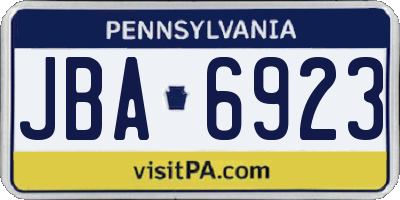 PA license plate JBA6923