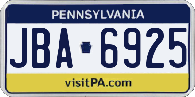 PA license plate JBA6925