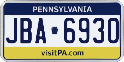 PA license plate JBA6930