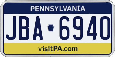 PA license plate JBA6940