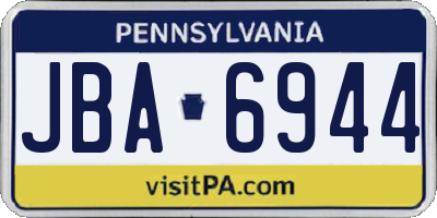 PA license plate JBA6944