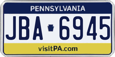 PA license plate JBA6945