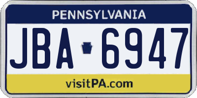 PA license plate JBA6947