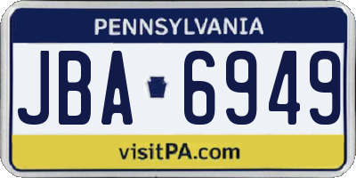 PA license plate JBA6949