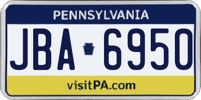 PA license plate JBA6950