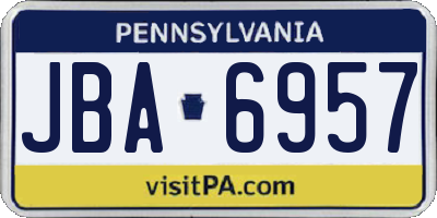 PA license plate JBA6957