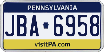 PA license plate JBA6958