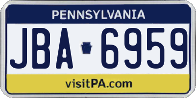 PA license plate JBA6959