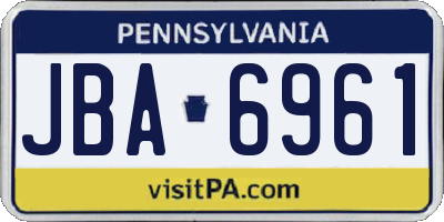 PA license plate JBA6961