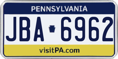 PA license plate JBA6962