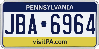 PA license plate JBA6964