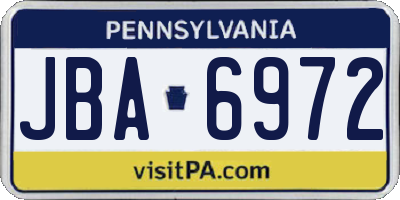 PA license plate JBA6972