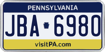 PA license plate JBA6980