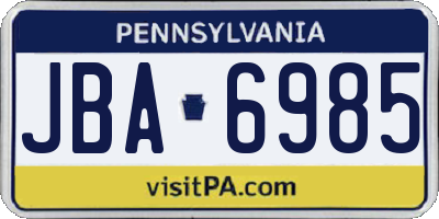 PA license plate JBA6985